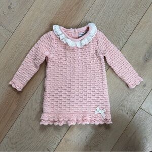 cupcakes & cashmere Pink Knit Sweater with White Lace Collar